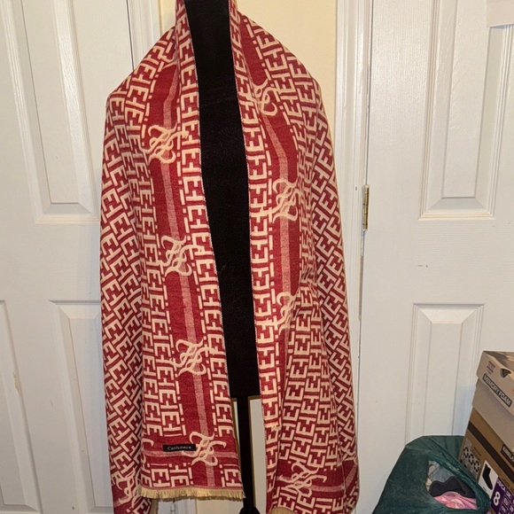 Accessories - Red and White Patterned Scarf